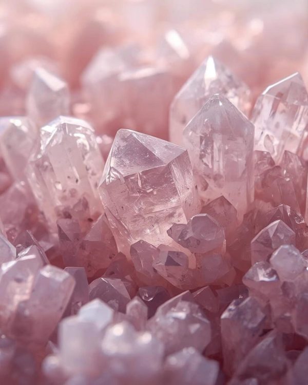 Rose quartz crystals representing emotional release and healing